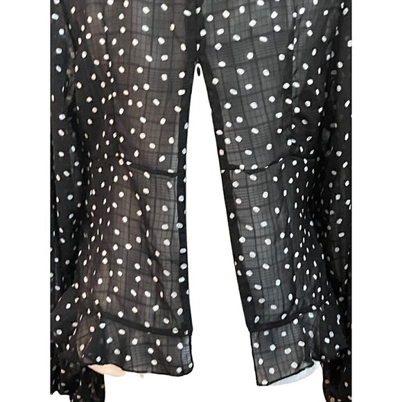 Polka Dot Sheer Long Puffy Sleeves Blouse Size 12 - Picture 6 of 11
